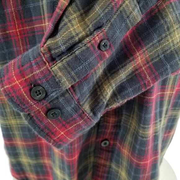 Carbon 2 Cobalt Flannel Shirt Men's Large Orange Multi Color  Plaid Button-Up - Picture 6 of 8